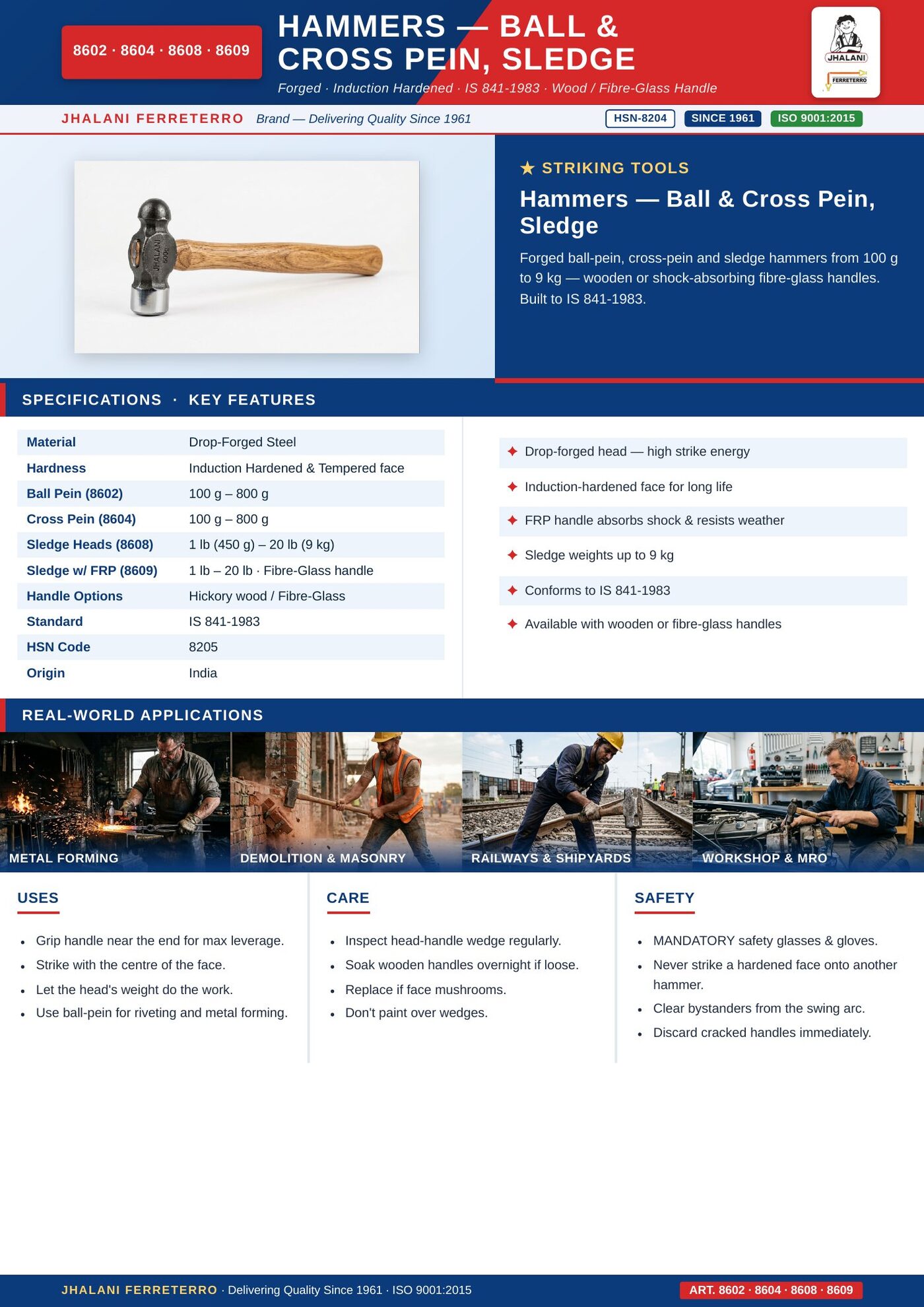 Speciality Hammers, Mallets & Axes